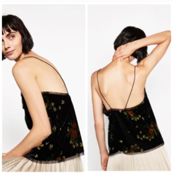Zara Tops - ✨FLASH SALE✨ZARA printed Velvet Black  Camisole